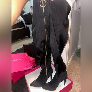 Black Heel Knee High Boots